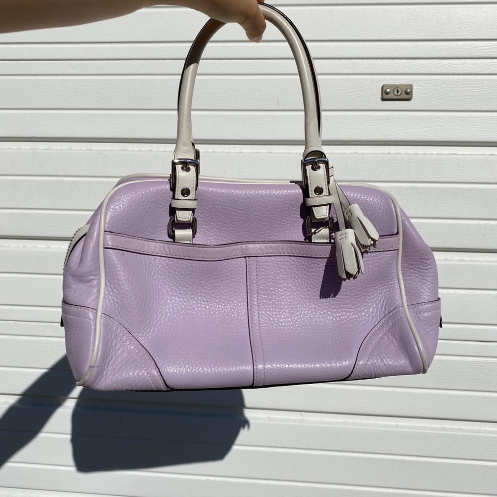 coach pebbled lavender leather purse